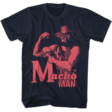 Macho Man-Macho Man 1C-Navy Adult S/S T-Shirt - Navy