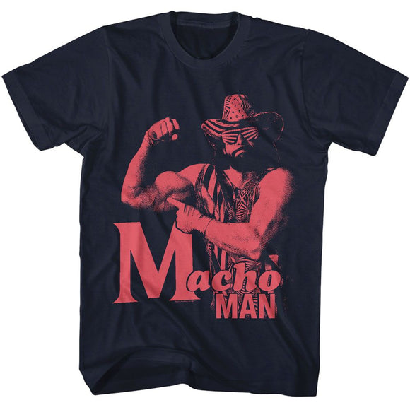 Macho Man-Macho Man 1C-Navy Adult S/S T-Shirt - Navy