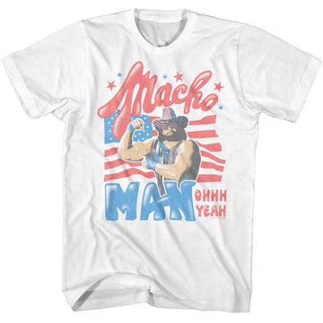 Macho Man-Macho Man Stars And Stripes-White Adult S/S T-Shirt - White