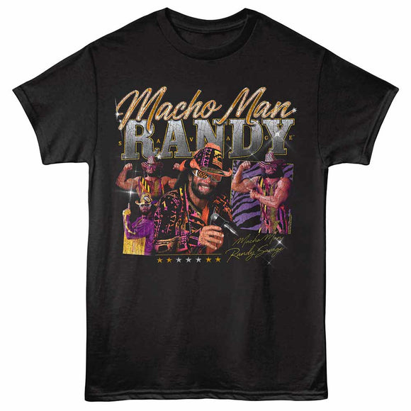 Macho Man Collage Black Adult T-Shirt