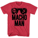 Macho Man-Ooold School-Red Heather Adult S/S T-Shirt - Red Heather