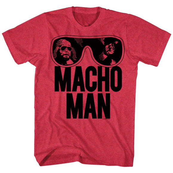 Macho Man-Ooold School-Red Heather Adult S/S T-Shirt - Red Heather