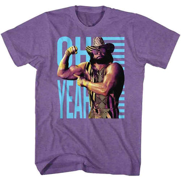 Macho Man-Oh Yeah-Purple Heather Adult S/S T-Shirt - Purple Heather