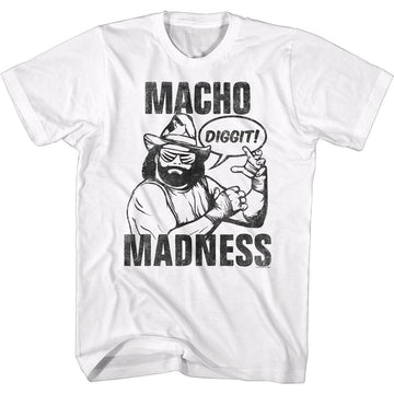 Macho Man-Diggit-White Adult S/S T-Shirt - White