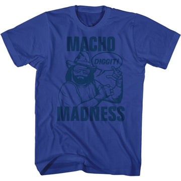 Macho Man-Blue On Blue-Royal Adult S/S T-Shirt - Royal