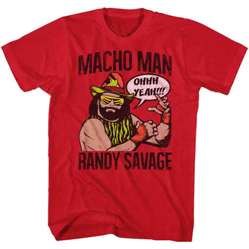 Macho Man-Oooh Yeah-Red Adult S/S T-Shirt - Red