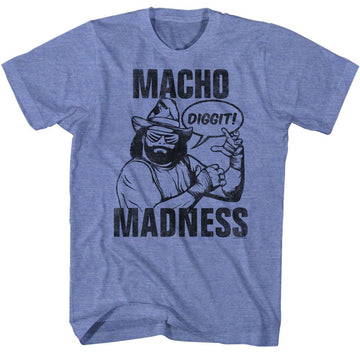 Macho Man-Macho-Light Blue Heather Adult S/S T-Shirt - Light Blue Heather