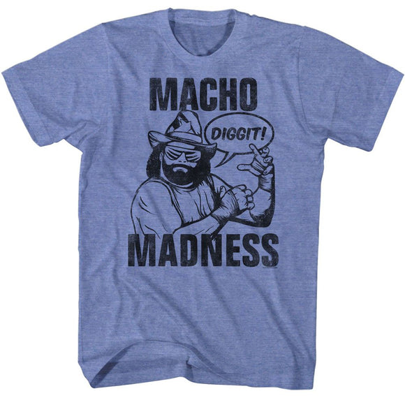 Macho Man-Macho-Light Blue Heather Adult S/S T-Shirt - Light Blue Heather