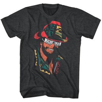 Macho Man-Mmglasses-Black Heather Adult S/S T-Shirt - Black Heather