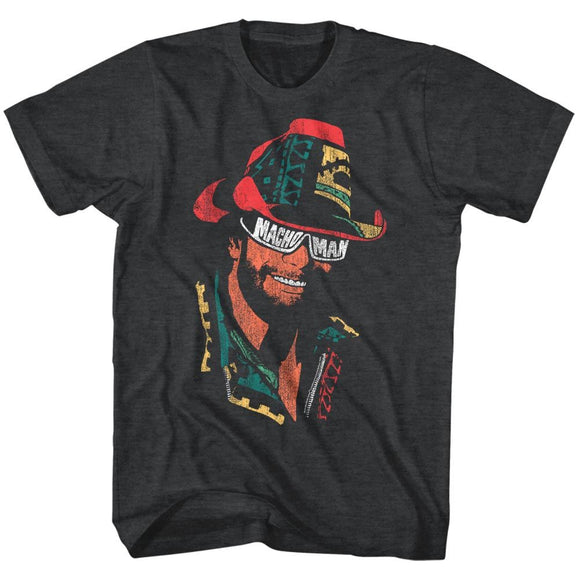 Macho Man-Mmglasses-Black Heather Adult S/S T-Shirt - Black Heather