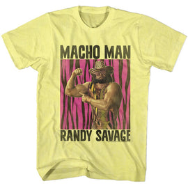 Macho Man-Randy Savage-Yellow Heather Adult S/S T-Shirt - Yellow Heather