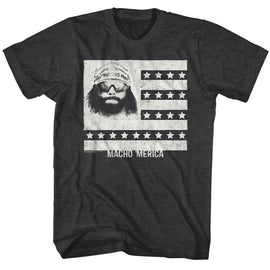 Macho Man-Mericaman-Black Heather Adult S/S T-Shirt - Black Heather