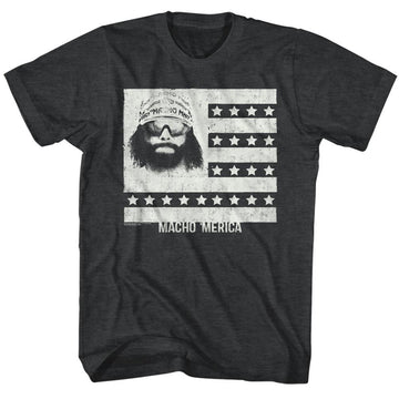 Macho Man-Mericaman-Black Heather Adult S/S T-Shirt - Black Heather