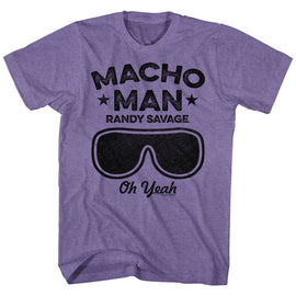 Macho Man-Oh Yeah-Purple Heather Adult S/S T-Shirt - Purple Heather