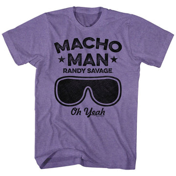 Macho Man-Oh Yeah-Purple Heather Adult S/S T-Shirt - Purple Heather