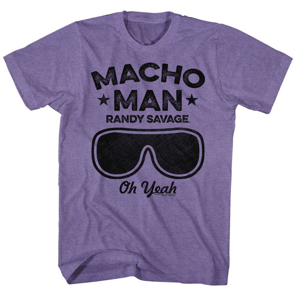 Macho Man-Oh Yeah-Purple Heather Adult S/S T-Shirt - Purple Heather