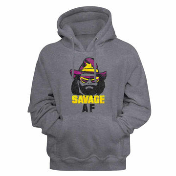 Macho Man Savage Af Gunmetal Heather Adult Hooded Sweatshirt