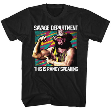 Macho Man-Savage Dept-Black Adult S/S T-Shirt - Black