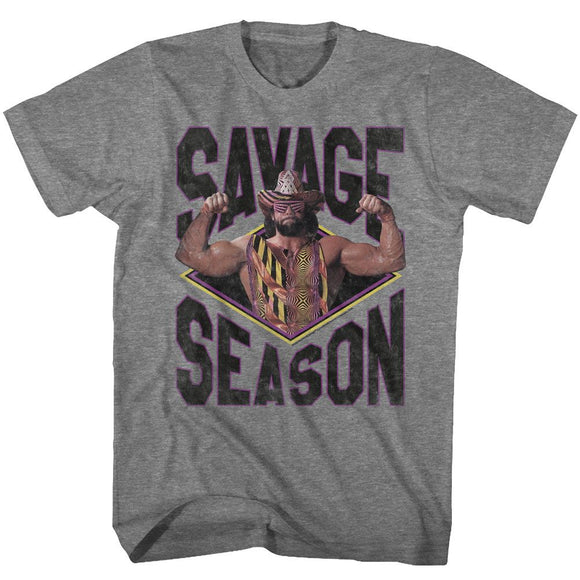 Macho Man-Savage Season-Graphite Heather Adult S/S T-Shirt - Graphite Heather