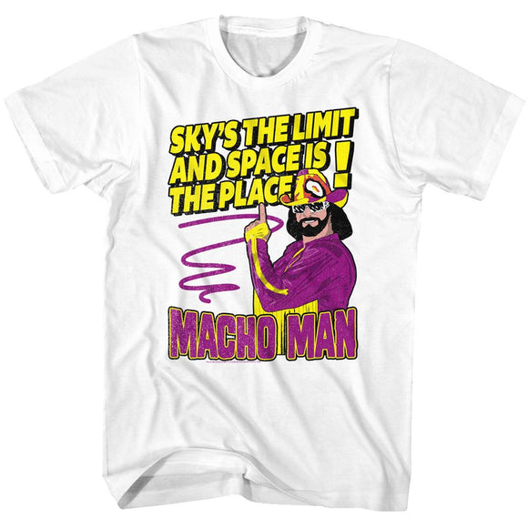 Macho Man-Skys The Limit-White Adult S/S T-Shirt - White