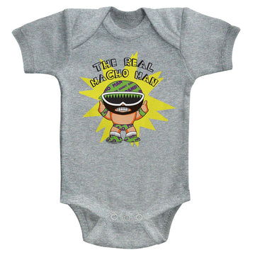 Macho Man-To Be Real-Gray Heather Infant S/S Bodysuit-6M - Gray Heather