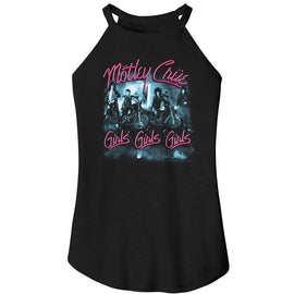 Motley Crue-Motley Crue Girls Girls Girls-Black Ladies Sleeveless Rocker Tank-S - Black