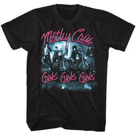 Motley Crue-Girls Girls Girls-Black Adult S/S T-Shirt - Black