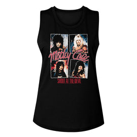 Motley Crue-Shout At The Devil-Black Ladies Muscle Tank-S - Black