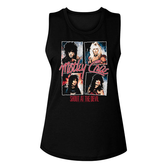 Motley Crue-Shout At The Devil-Black Ladies Muscle Tank-S - Black