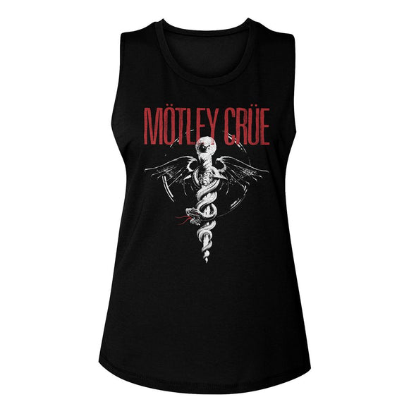 Motley Crue-Dr Feel Good-Black Ladies Muscle Tank-S - Black