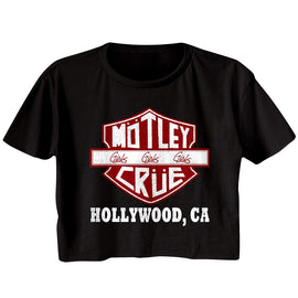 Motley Crue-Crue Sign-Black Ladies S/S Festival Cali Crop-S - Black