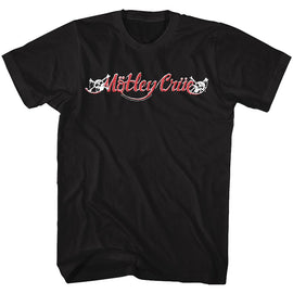 Motley Crue-Red And White Logo-Black Adult S/S T-Shirt - Black