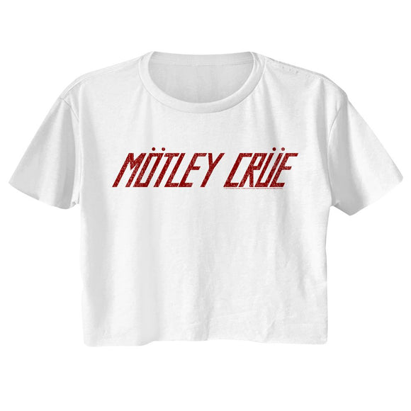 Motley Crue-Logo-White Ladies S/S Festival Cali Crop-S - White