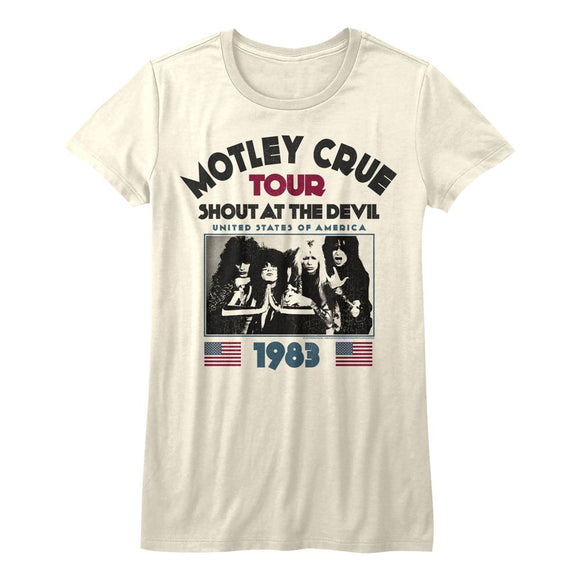 Motley Crue-Satd83-Vintage White Ladies S/S T-Shirt - Vintage White