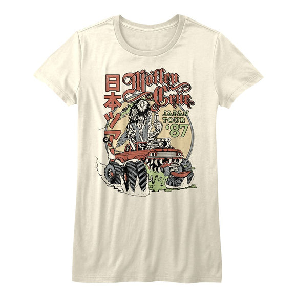 Motley Crue-Japan Tour-Vintage White Ladies S/S T-Shirt - Vintage White