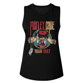 Motley Crue-Tour1987-Black Ladies Muscle Tank-S - Black