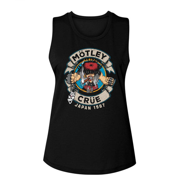 Motley Crue-Motleycrue-Black Ladies Muscle Tank-S - Black