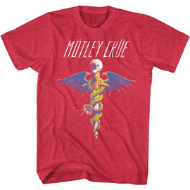 Motley Crue-Bad Print-Red Heather Adult S/S T-Shirt - Red Heather