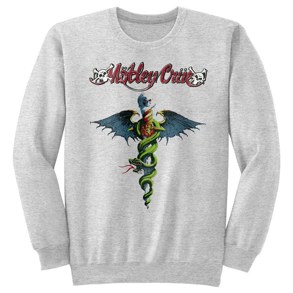 Motley Crue-Drfeelgood-Gray Heather Adult L/S Sweatshirt-S - Gray Heather