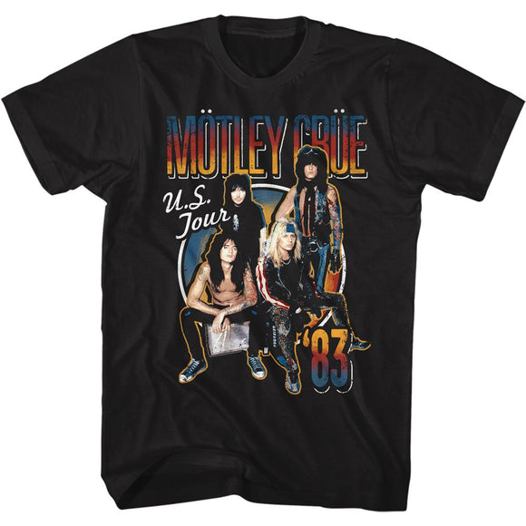 Motley Crue-Ustour83-Black Adult S/S T-Shirt - Black