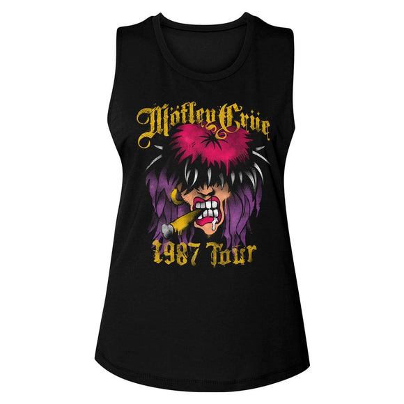 Motley Crue-Spraypaint Tour-Black Ladies Muscle Tank-S - Black