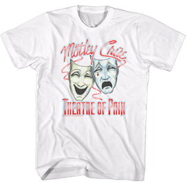 Motley Crue-Dotty Masks-White Adult S/S T-Shirt - White