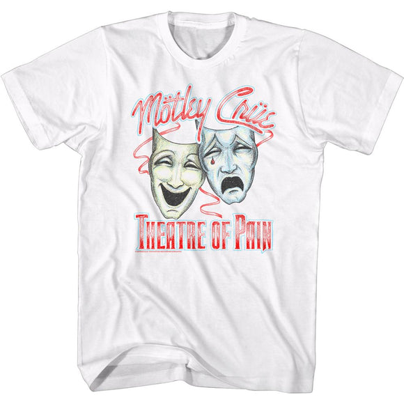 Motley Crue-Dotty Masks-White Adult S/S T-Shirt - White