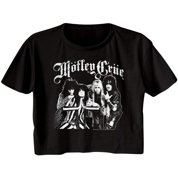 Motley Crue-Crue Crew-Black Ladies S/S Festival Cali Crop-S - Black