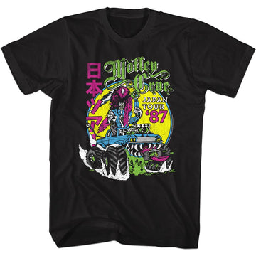 Motley Crue-87 Japan-Black Adult S/S T-Shirt - Black
