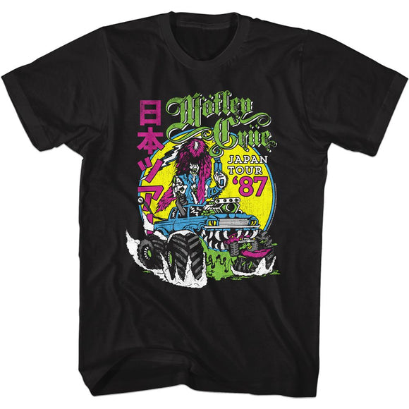 Motley Crue-87 Japan-Black Adult S/S T-Shirt - Black