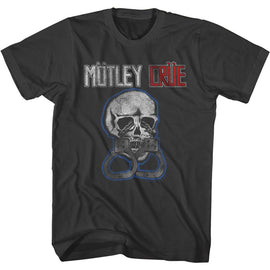 Motley Crue-Skull And Cuffs-Smoke Adult S/S T-Shirt - Smoke