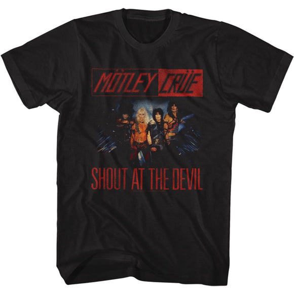 Motley Crue-Satd Band Photo-Black Adult S/S T-Shirt - Black