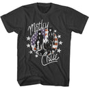 Motley Crue-American Flag And Stars-Smoke Adult S/S T-Shirt - Smoke