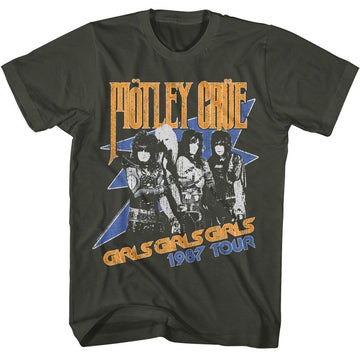 Motley Crue-Motley Crue Girls Girls Girls 1987 Tour-Smoke Adult S/S T-Shirt - Smoke